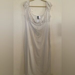 H&M Cream and Blue Midi Dress